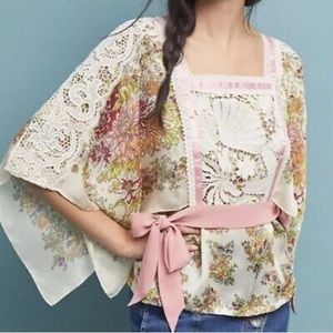 Anthropologie Tiny Begonia Floral blouse SZ-S